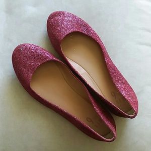 Wine Colored Sparkle Flats